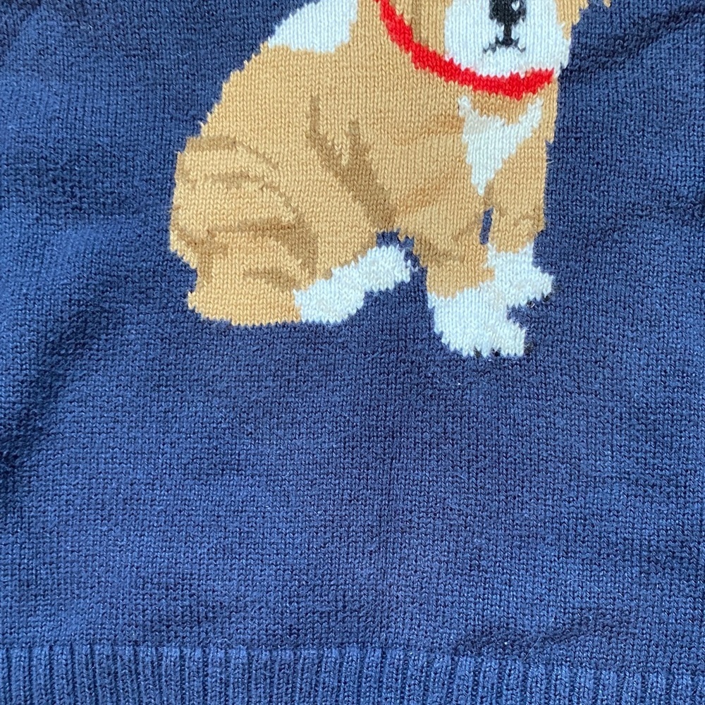 Janie and Jack Navy Sweater with Puppy Design - Picture 4 of 7
